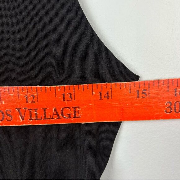 PS Per Seption Little Black Dress Vintage Knee Length Open Cross Over Back Sz L - Picture 5 of 13